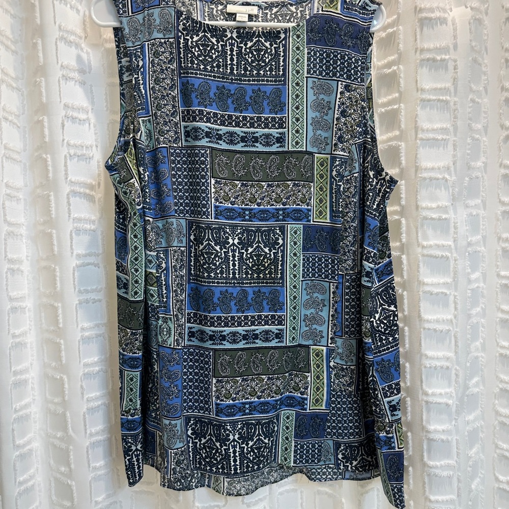 J. Jill Blue and Black Patchwork Tunic